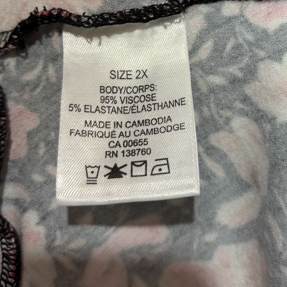 NEW, Penningtons, Plus Size Floral Stretch Dress, 2X, Pink, Black, White - Picture 9 of 10